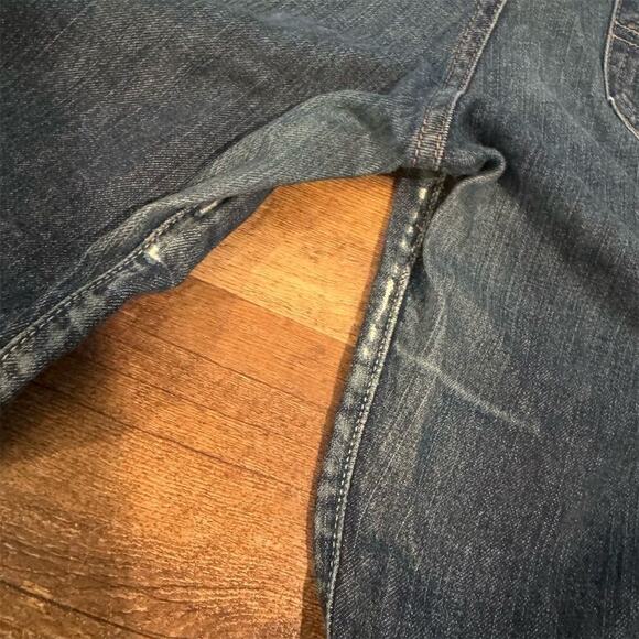 VTG Lucky Brand Y2K Dungarees Bootcut Jeans 10/30 Measures 33x29 Distressed READ - Picture 3 of 12